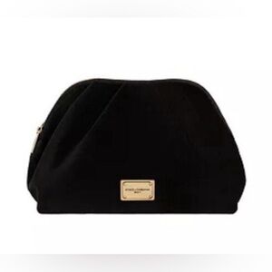 Dolce & Gabbana Black Cosmetic Pouch with Gold Plaque